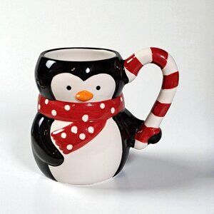 Pier 1 penguin holiday mug